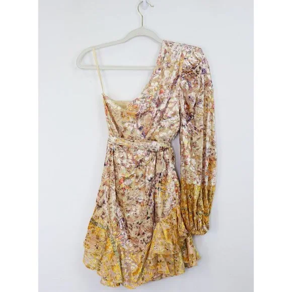 NEW Hemant and Nandita Kalon One Shoulder Belted Mini Dress Cyber Floral Small - Picture 5 of 10